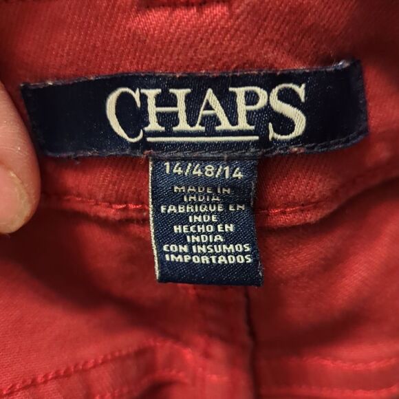 Chaps Pants Womens 14 Red Jeans Capri Mid Waist Tapered Leg Zip Fly Cotton Blend - Picture 5 of 10